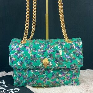 Kurt Geiger London Large Kensington Soft Sequin Floral Shoulder Bag - Green